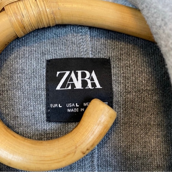 Zara | Grey Marl Lapel Coat Size L - Picture 6 of 10